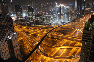 Dubai Highway Interchange Night View | 30 Days Multiple Entry Visa Services